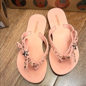 mini melissa Pink Star-Embellished Jelly Flip Flops for Women